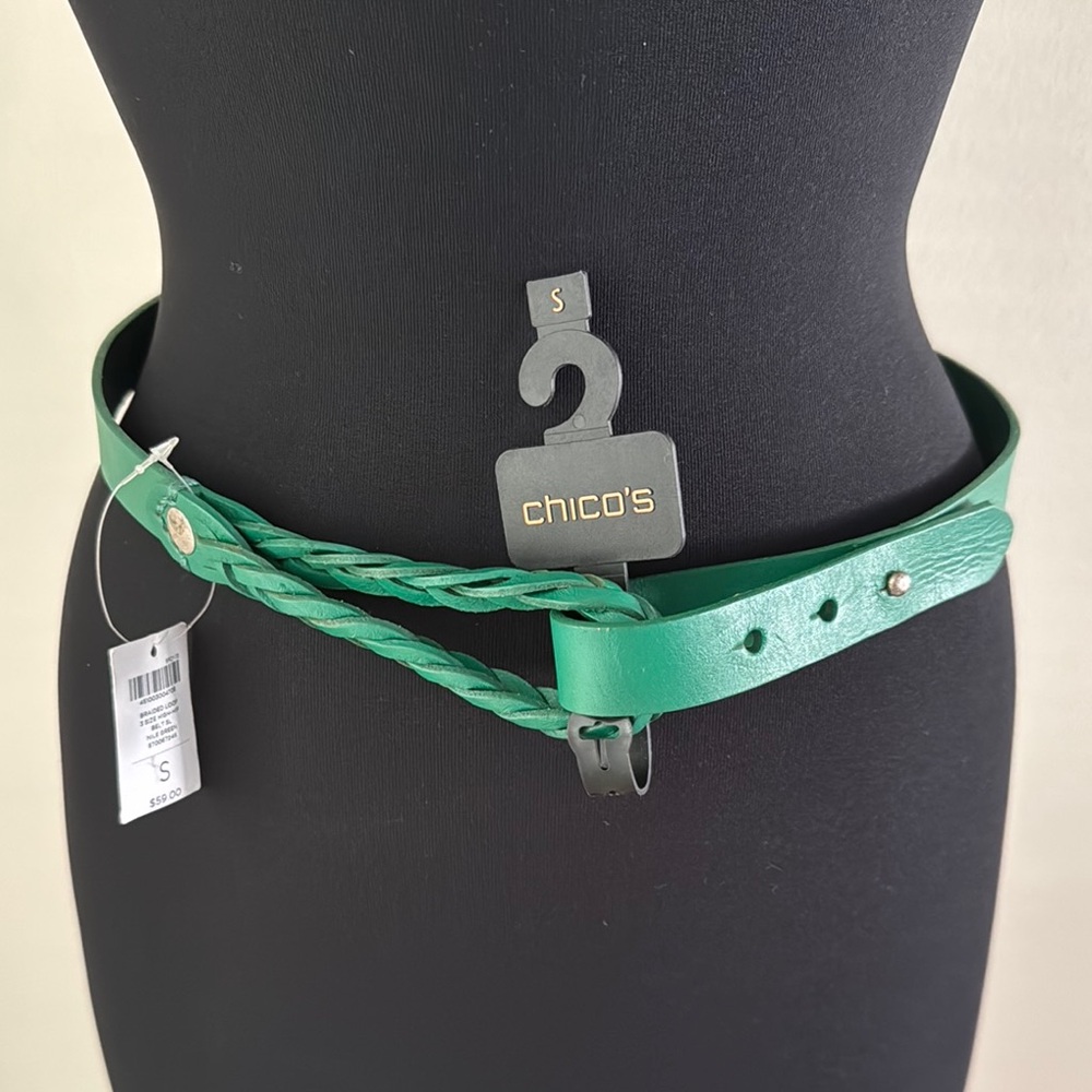 Chico's Braided Loop High Hip Belt NWT in Nile Green